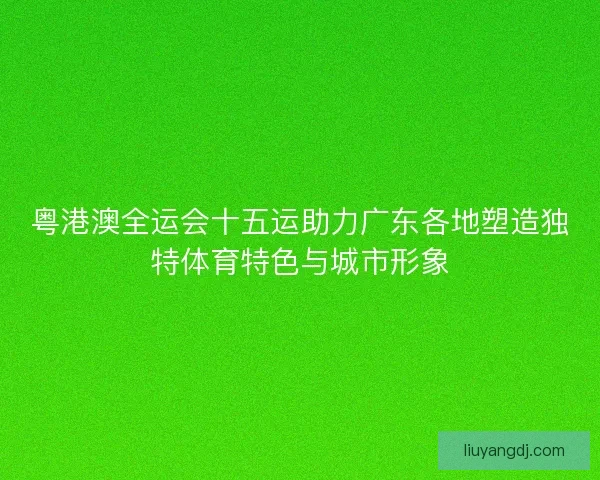 粤港澳全运会十五运助力广东各地塑造独特体育特色与城市形象