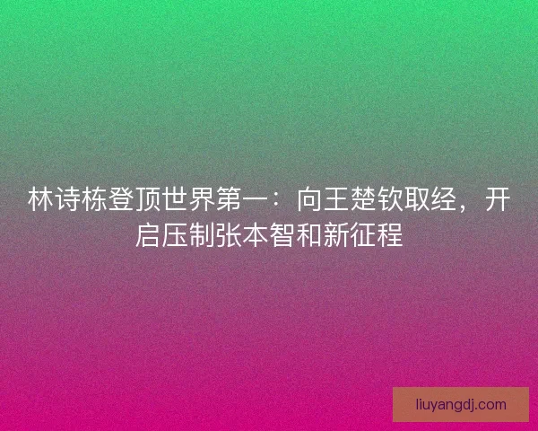 林诗栋登顶世界第一：向王楚钦取经，开启压制张本智和新征程